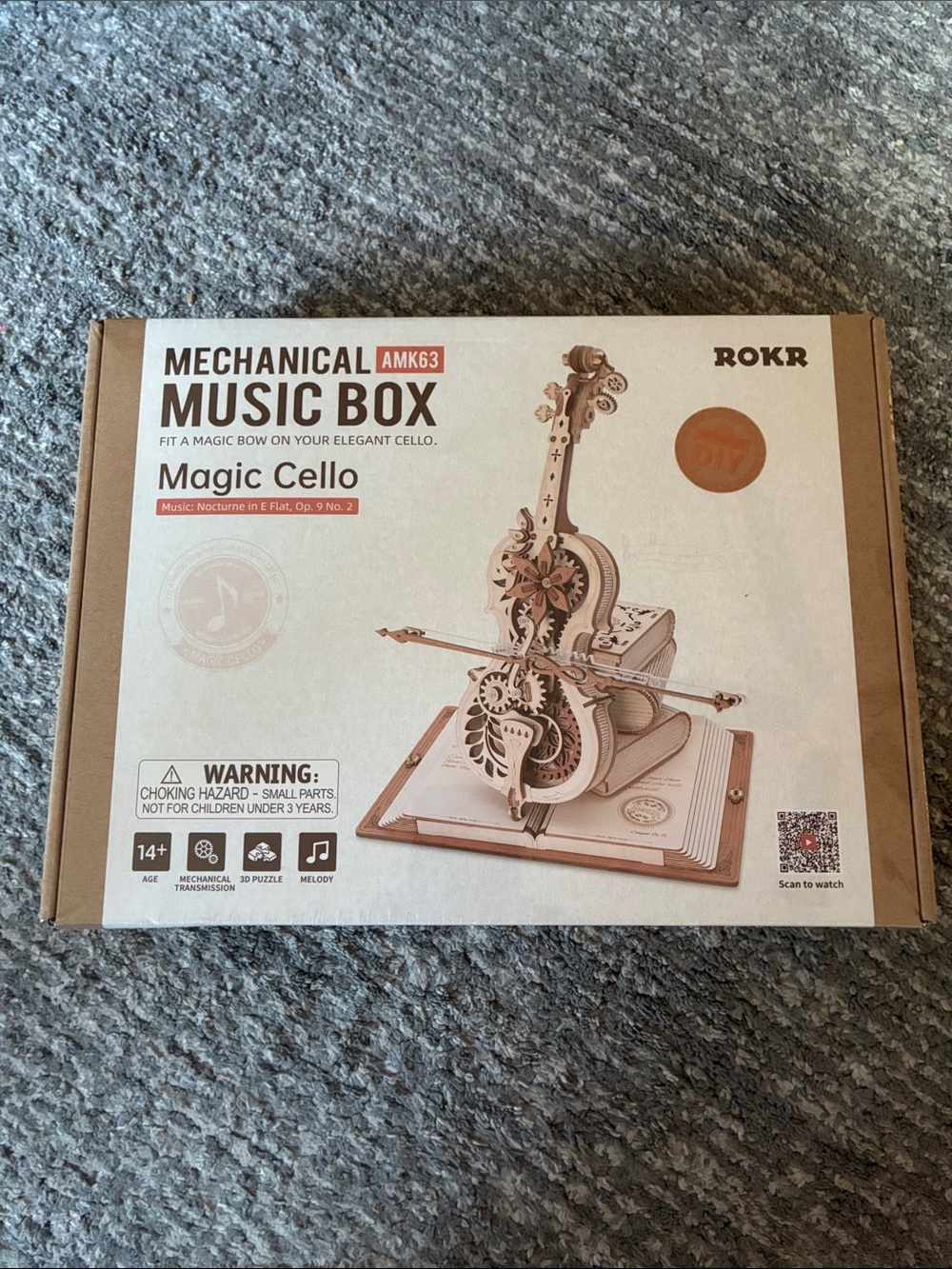 ROKR 3D Wooden Puzzle Magic Cello Mechanical Music Box Model AMK63